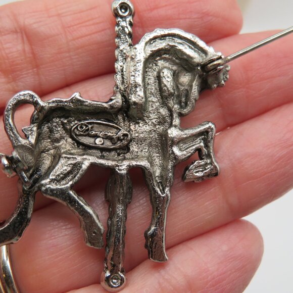 Danecraft Carousel Horse Vintage Silver Tone Rhinestone Accent - Picture 5 of 9